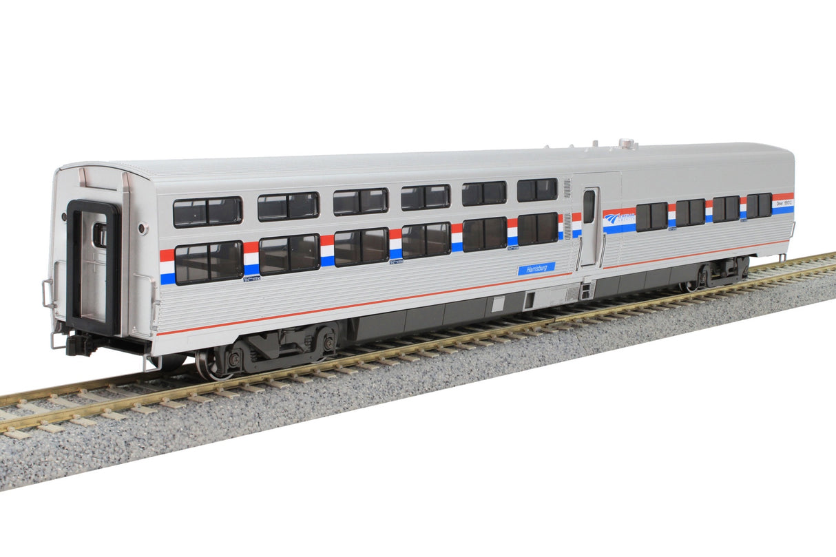 Kato 35-6231 HO Viewliner II Diner - Ready to Run -- Amtrak #68012 Harrisburg (Phase III silver; red, white, blue)
