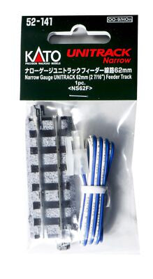 Kato 52-141 HOn30 Straight Roadbed Track Power Feeder Section - Unitrack -- 2-7/16"  62mm Section with Power Cable