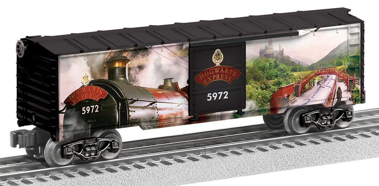 Lionel O Steel Boxcar - 3-Rail - Ready to Run -- Harry Potter Hogwarts Express #1 (black)