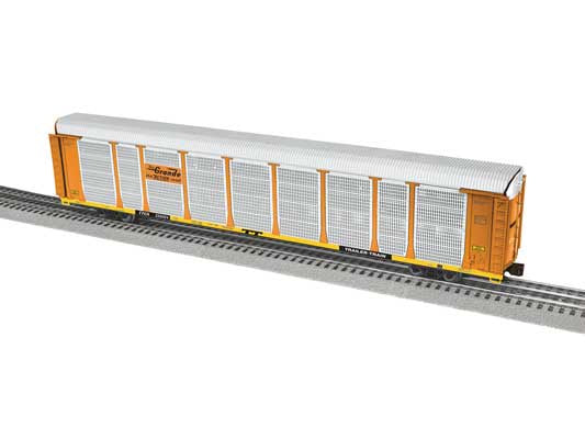 Lionel 2526470 	89' Enclosed Auto Carrier - 3-Rail - Ready to Run -- Denver & Rio Grande Western #256004 (silver, orange, yellow, black)