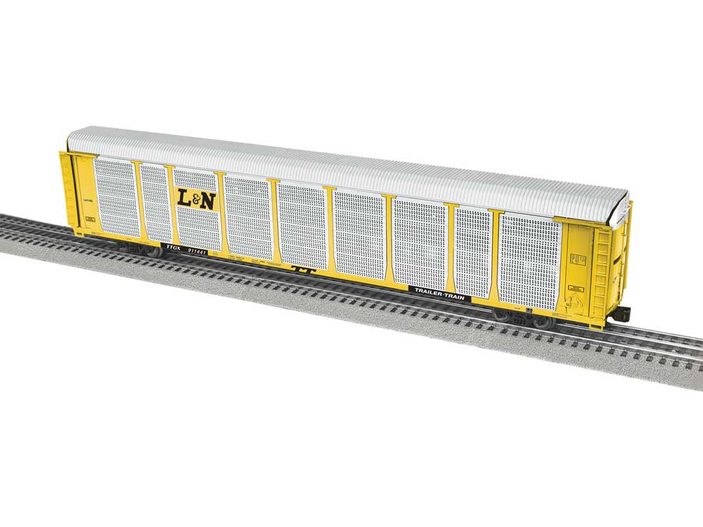 Lionel 2526490 89' Enclosed Auto Carrier - 3-Rail - Ready to Run -- Louisville & Nashville #911441 (silver, yellow, black)