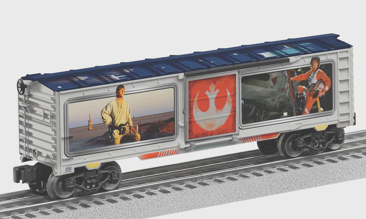 Lionel 2528220 Steel Boxcar - 3-Rail - Ready to Run -- Star Wars(TM) Luke Skywalker (silver, blue, Ful-Color Sides)