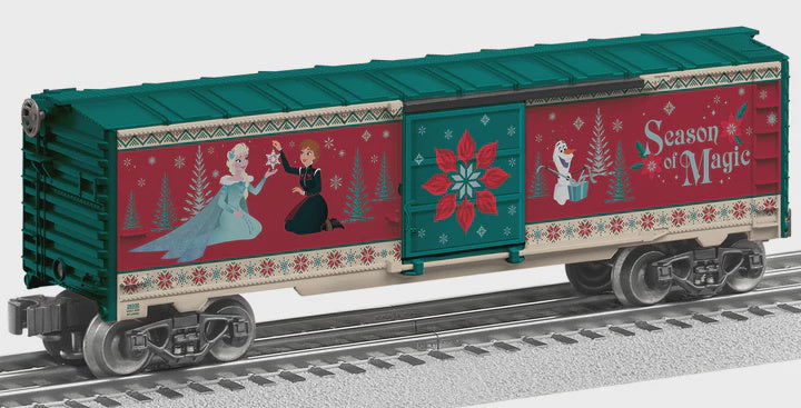 Lionel 2528330 Steel Boxcar - 3-Rail - Ready to Run -- Disney Frozen Christmas (green, red, cream, Mural Sides)