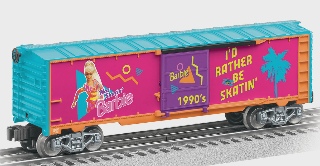 Lionel 2528470 Steel Boxcar - 3-Rail - Ready to Run -- Barbie(TM) 1990s (pink, blue)