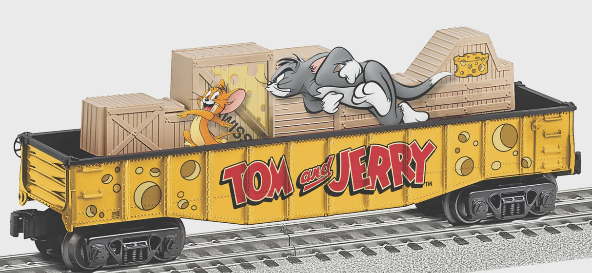 Lionel 2528520 Animated Chase Gondola - 3-Rail - Ready to Run -- Tom and Jerry (yellow, red)