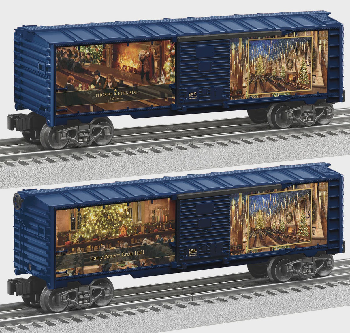 Lionel 2528550 Steel Boxcar - 3-Rail - Ready to Run - Thomas Kinkade Studios -- Harry Potter Great Hall (blue car w/full-color art)