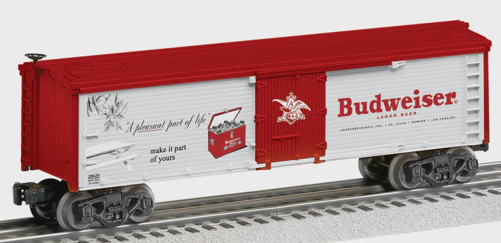 Lionel 2528620 Wood Reefer w/Horizontal Siding - 3-Rail - Ready to Run -- Anheuser Busch Budweiser (white, red)