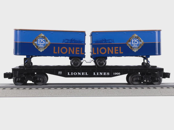 Lionel 2528650 Intermodal TOFC Flatcar w/2 Trailers - 3-Rail - Ready to Run -- Lionel (125th Anniversary, black, blue, gold)