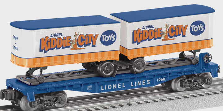 Lionel 2528660 Intermodal TOFC Flatcar w/2 Trailers - 3-Rail - Ready to Run -- Lionel Kiddie City (blue, white, orange)