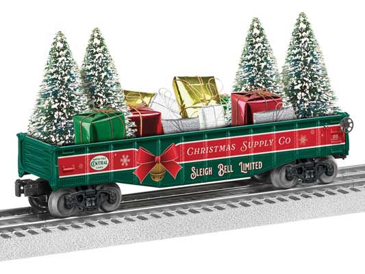 Lionel 2528750 	Gondola w/Christmas Tree & Present Load - 3-Rail - Ready to Run -- North Pole Central (green, red, gold)