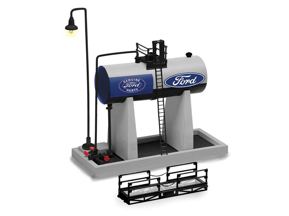 Lionel 2529130 Elevated Oil Tank -- Assembled - Ford (gray, blue, white)