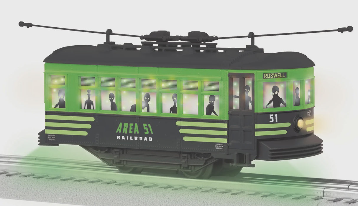 Lionel 2535070 Trolley - 3-Rail - Conventional -- Area 51 (black, green)