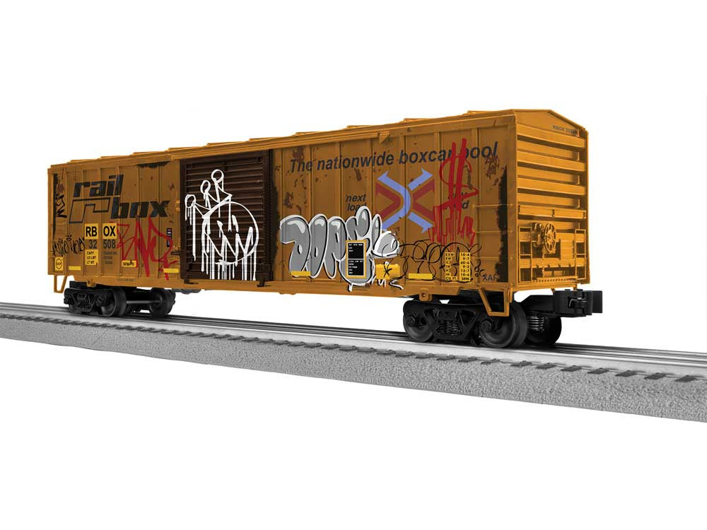 Lionel 2542301 ACF 50' Boxcar - 3-Rail - Ready to Run -- Railbox #32508 (Weathered, yellow, black, graffiti)