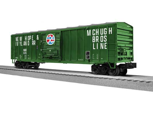 Lionel 2542330 	ACF 50' Boxcar - 3-Rail - Ready to Run -- New Hope & Ivyland #615 (green, white, red, blue, white)