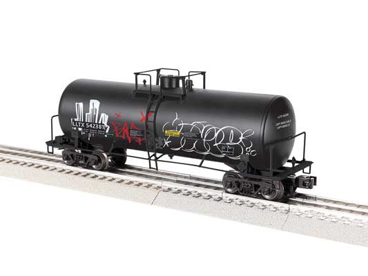 Lionel 2542381 ACF 40' Frameless Tank Car - 3-Rail - Ready to Run -- LLTX #542381 (Weathered, black, graffiti)