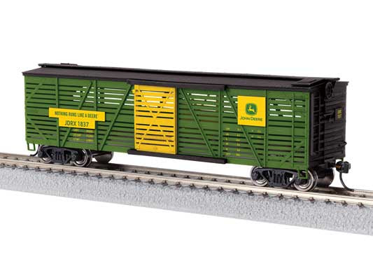 Lionel HO 40' Stock Car - Ready to Run -- John Deere JDRX #1837 (green, black, yellow)