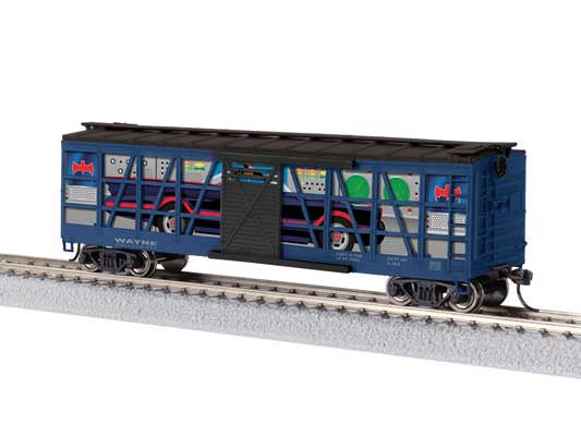 Lionel HO 40' Clear-Side Boxcar - Ready to Run -- Wayne Enterprises (DC Comics 90th Anniversary, blue, black)