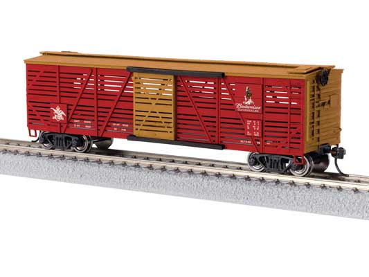 Lionel HO 40' Stock Car w/Reindeer Sounds - Ready to Run -- Anheuser Busch Clydesdales (red, beige)