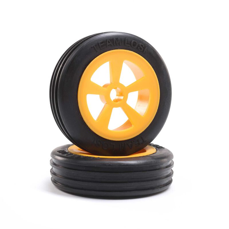 Losi Rib Front Tire, Mounted, Orange (2): Mini JRX2 - LOS41019