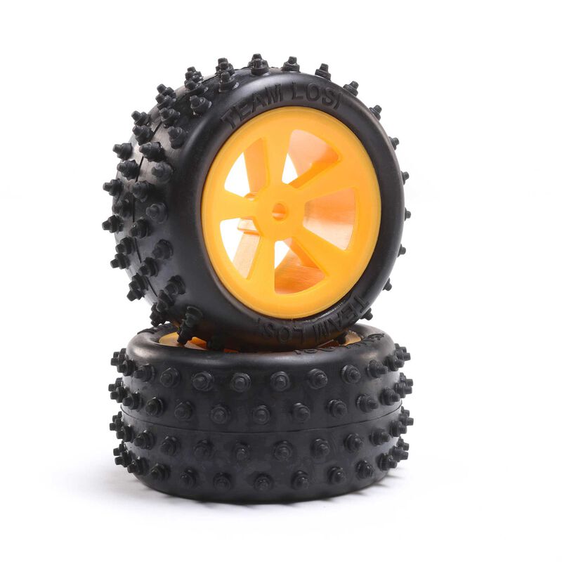 Losi 4 Row Rear Tires, Mounted, Orange (2): Mini JRX2 - LOS41022