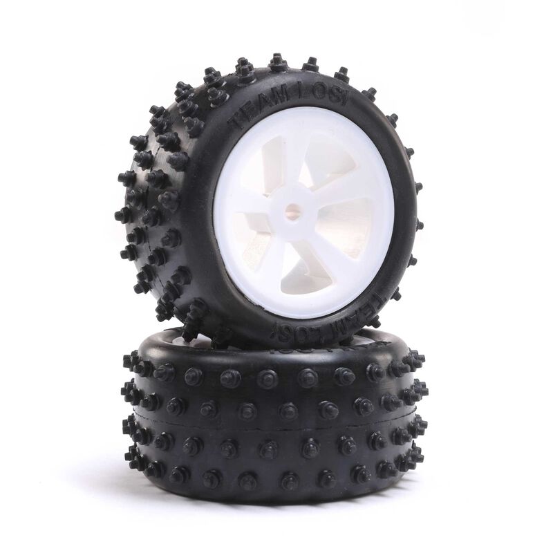 Losi 4 Row Rear Tires, Mounted, White (2): Mini JRX2 - LOS41024