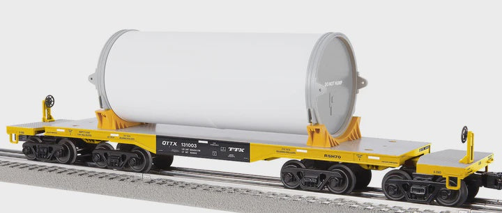 Lionel 2526210 8-Axle Heavy-Duty Flatcar w/Canister Load - 3-Rail - Ready to Run -- TTX QTTX #131003 (yellow, black, gray)