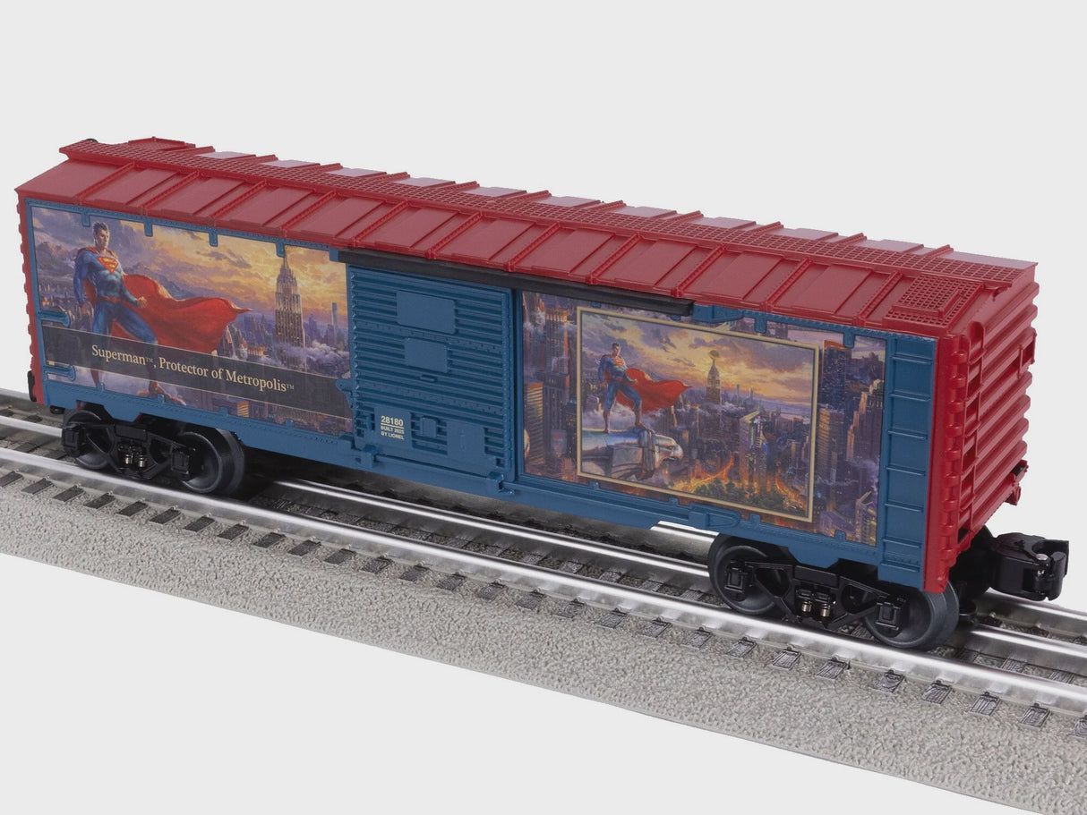 Lionel 2528180 Steel Boxcar - 3-Rail - Ready to Run -- Thomas Kinkade Studios (Superman Protector of Metropolis, blue, red)