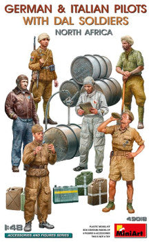WWII German & Italian Pilots w/DAL Soldiers North Africa (6) 1/48 MiniArt