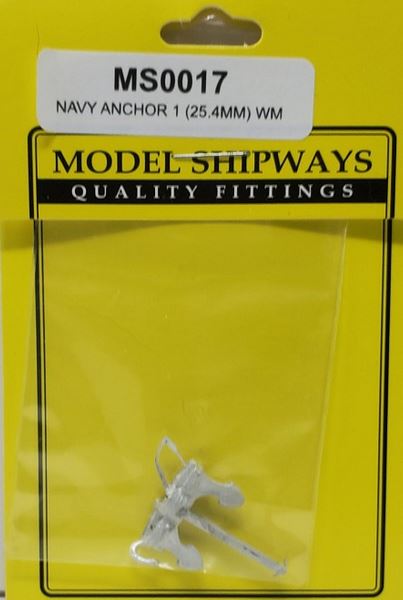 Model Shipways 1" (25.4mm) Pewter Navy Anchor 1 pc - MS0017