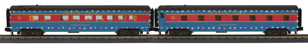 MTH 30-68291 O North Pole 60′ Streamlined Passenger Cars Sleeper/Diner 2-Pack w/LED’s
