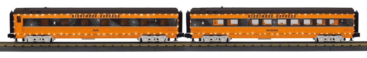 MTH 30-68303 O Halloween 2-Car 60 Streamlined Sleeper/Diner Passenger Set