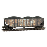 Micro-Trains by Atlas N-Scale 100-Ton 3-Bay Open Hopper Rib Sides w/Coal Load 2-Pack Set - Ready to Run – Wheeling & Lake Erie (WLE) #3526, #50736 (black, weathered)