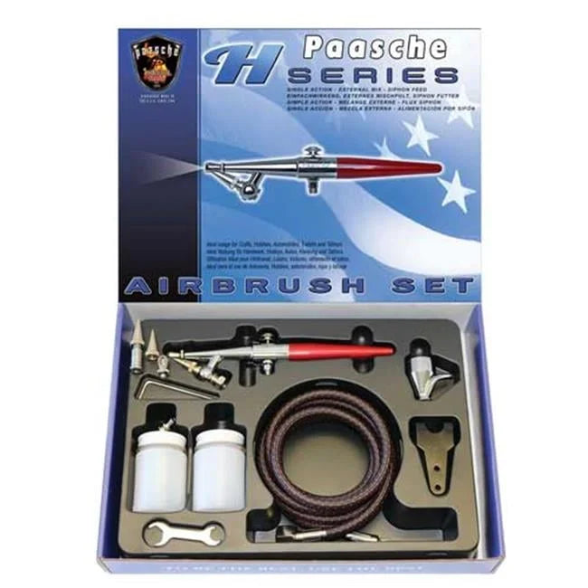 Paasche Single Action Set w/ Metal handle - all three heads - PASHS202S