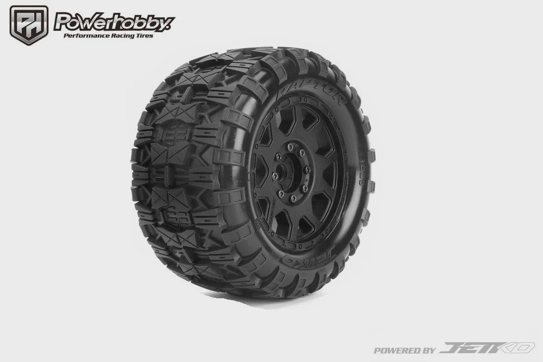 Powerhobby 1/8 MT 3.8 Raptor Belted Mounted Tires w Removable Hex Wheels (2)