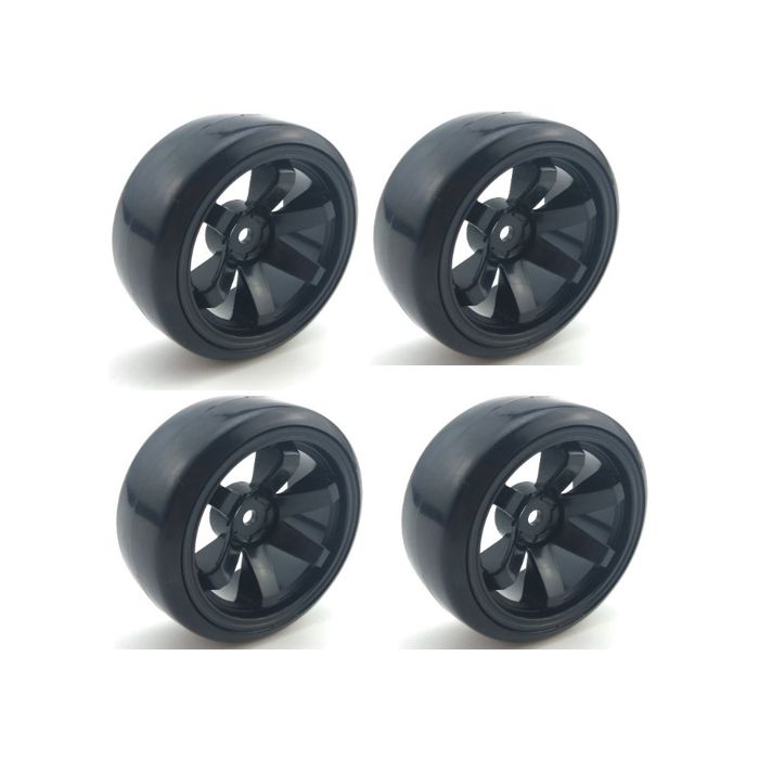 DRIFT CAR MOUNTED TIRES/WHEELS - BLACK PY006