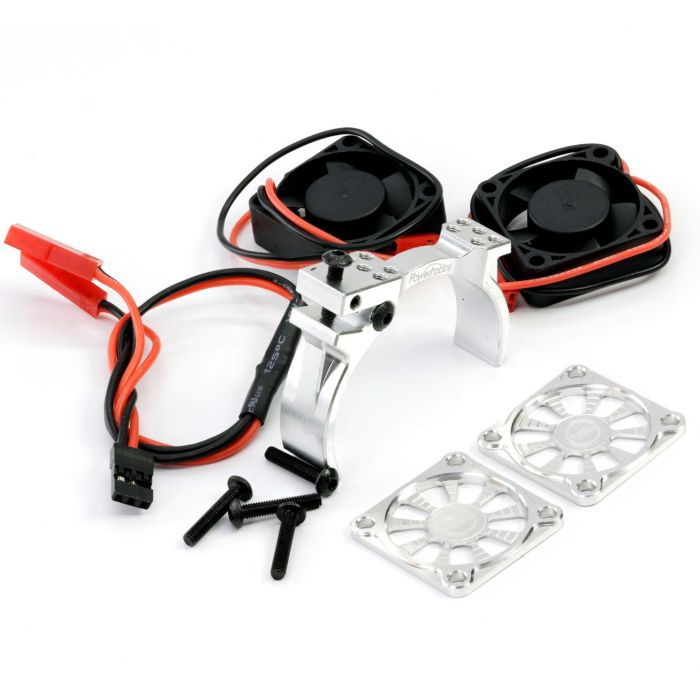 1/8 Aluminum Heatsink 30mm Twin Turbo High Speed Cooling Fans, Silver