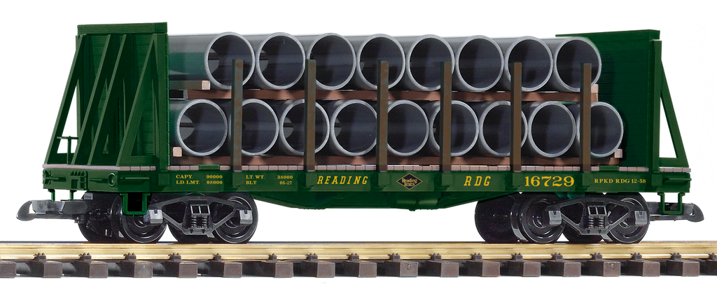 Piko 38756 READING Bulkhead Flatcar w/Pipe Load