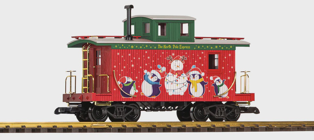PIKO 38978 North Pole Express Wood Caboose, Penguins (G-Scale)