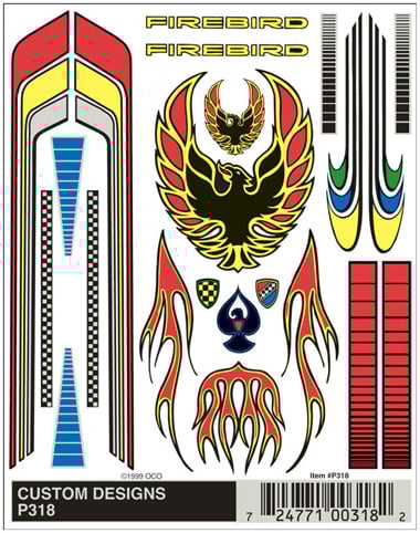 PineCar Dry Transfer Decals, Custom Designs - PIN318