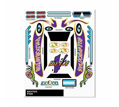 PineCar Stick-On Decals, Raptor - PIN320
