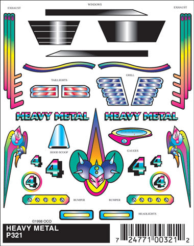 PineCar Stick-On Decals, Heavy Metal - PIN321