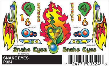 PineCar Stick-On Decals, Snake Eyes - PIN324