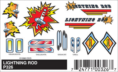 PineCar Stick-On Decals, Lightning Rod - PIN326