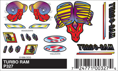 PineCar Stick-On Decals, Turbo Ram - PIN327