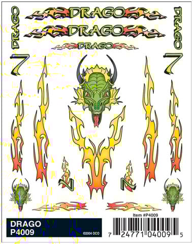 PineCar Dry Transfer Decals, Drago - PIN4009