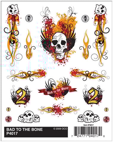 PineCar Dry Transfer Decals, Bad To The Bone - PIN4017