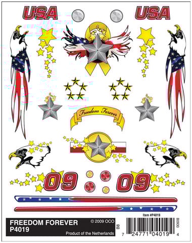 PineCar Dry Transfer Decals, Freedom Forever - PIN4019