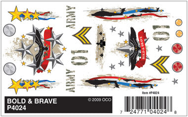 PineCar Dry Transfer Decals, Bold & Brave - PIN4024