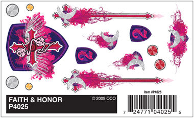 PineCar Dry Transfer Decals, Faith & Honor - PIN4025