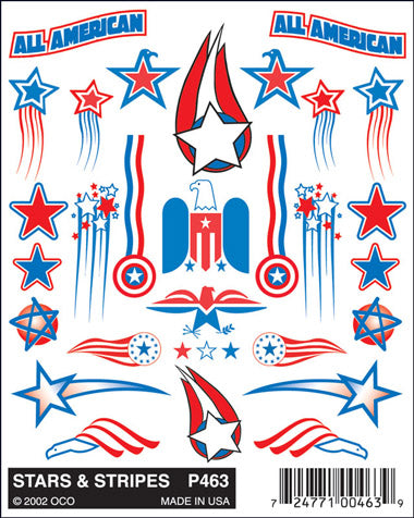 PineCar Stick-On Decals, Stars & Stripes - PIN463